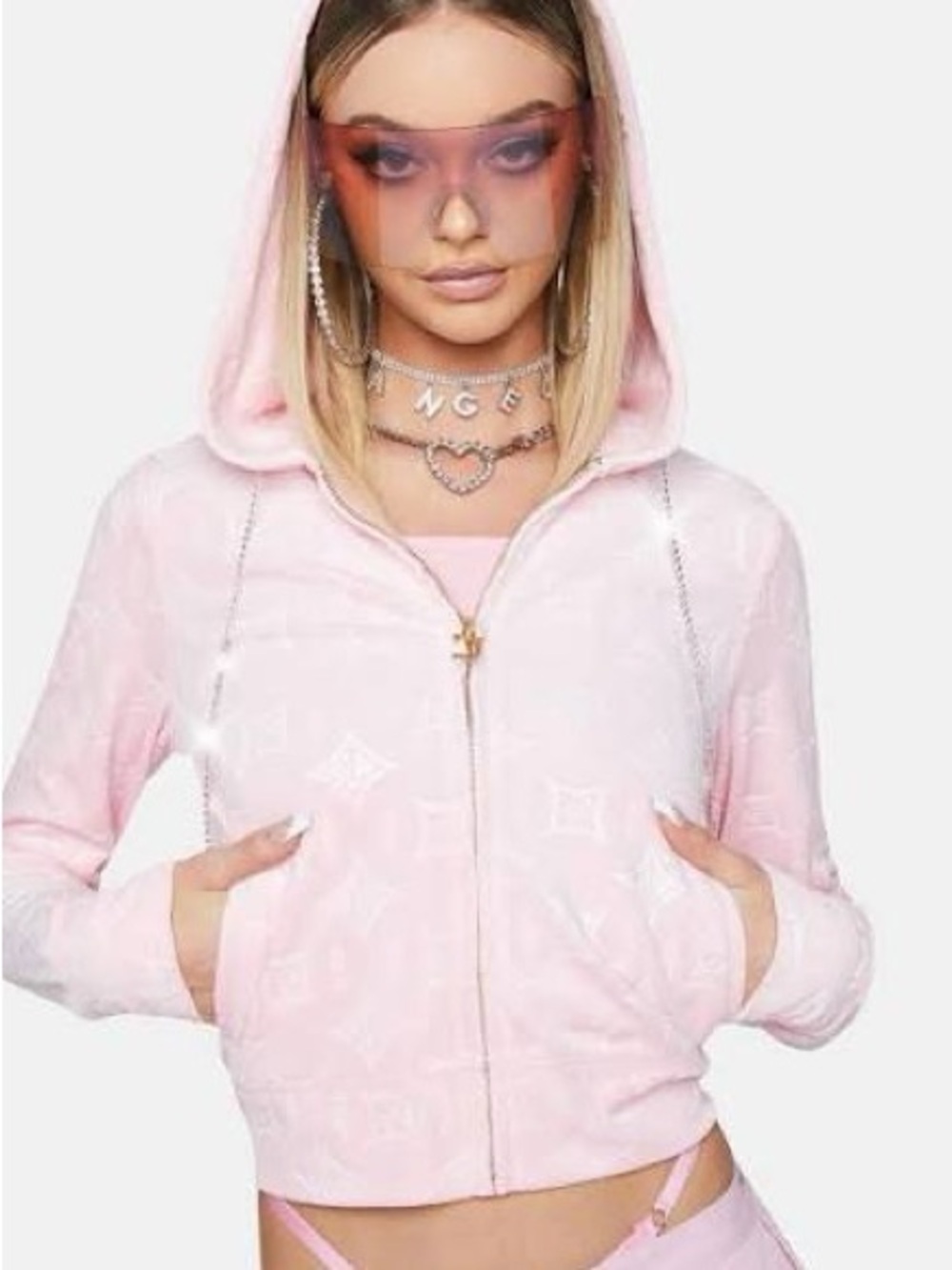 Juicy Couture Light Pink Velvet Zip-Up Hoodie